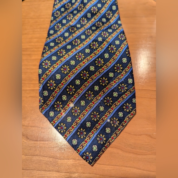 Vintage Marco Polo Italian style blue pattern silk tie. - Picture 1 of 3